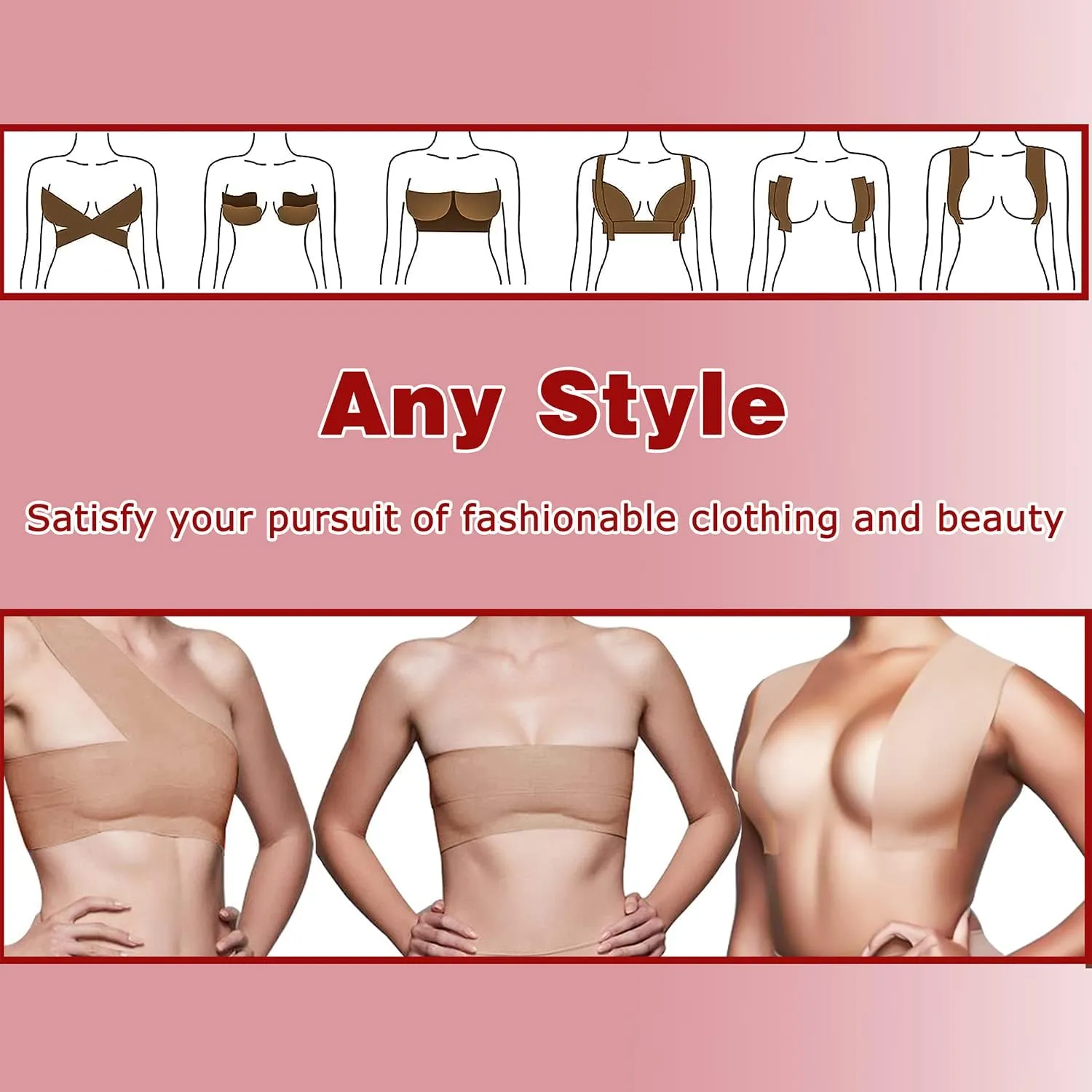 Plus Size Boob Tape 6 inch, Big Boobtape for Breast Lift D-G Cup Push Up, Breast Lift Tape for Large Breasts, Bra Tapes Lift with 2 Reusable Nipple Covers 10 Satin Nipple Pasties Brown