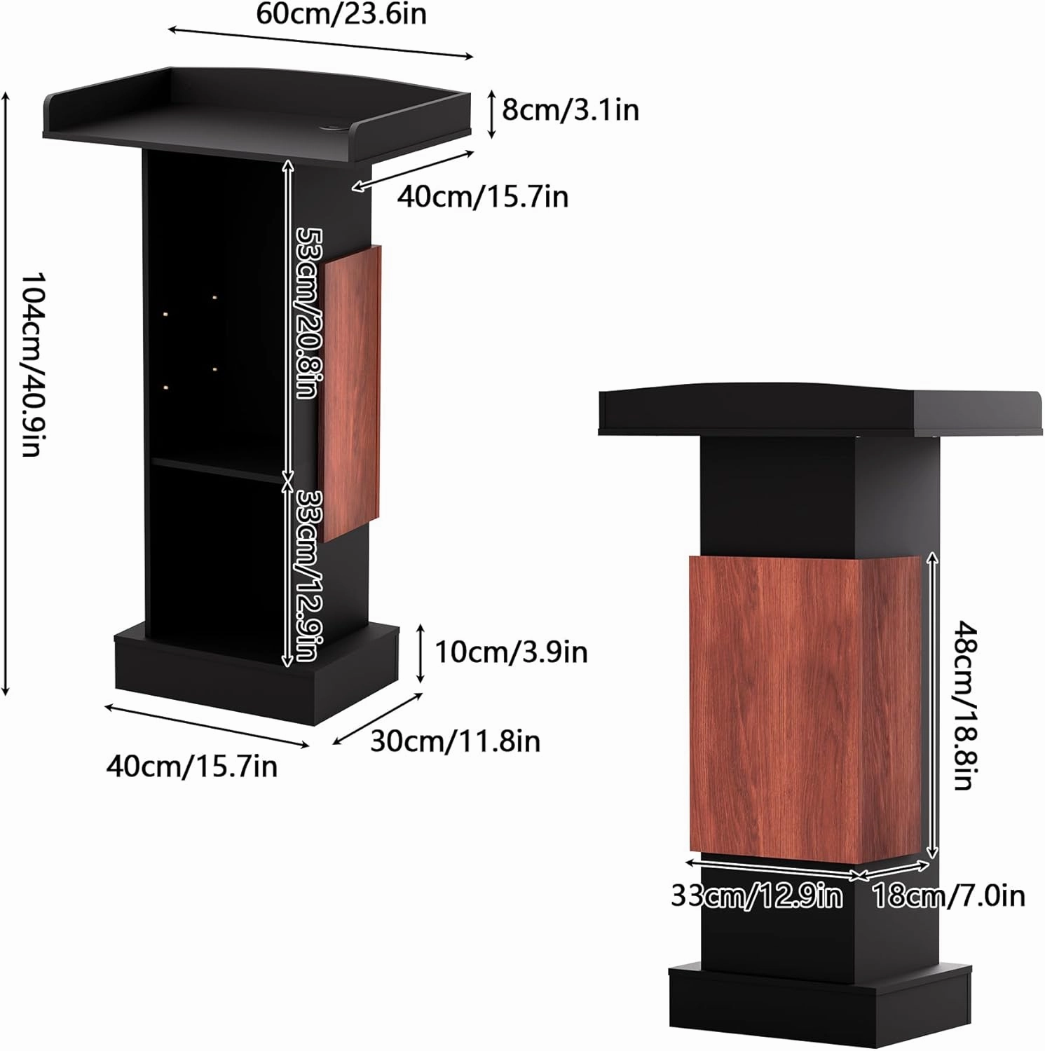Podium Stand,Wood Podium,12MM Particle Board,Stable Pulpit with Storage,Mic Stand Space,Easy Installation Wooden Lectern for Restaurants,Churches,Seminars and Schools (Normal)