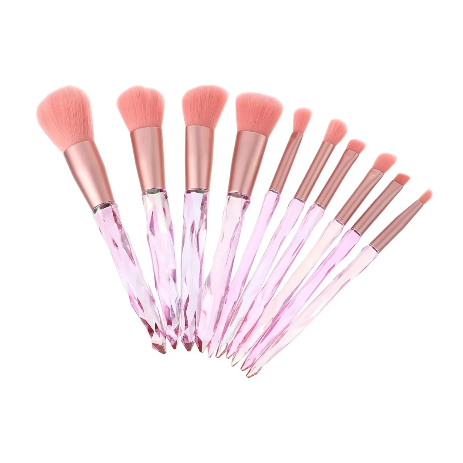 Professional Makeup Brush Set 10-piece Crystal Handle Set Face Powder Eye Shadow Foundation Brushes Soft Smooth Densely Packed for Cosmetics Applications
