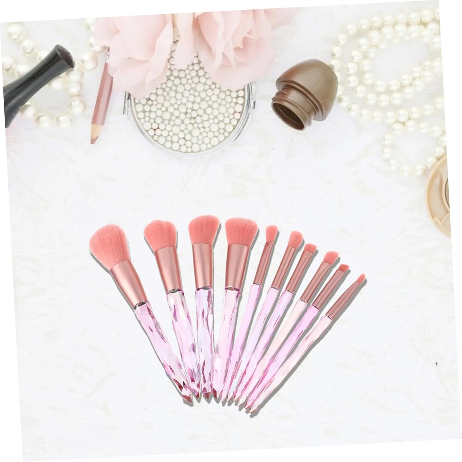 Professional Makeup Brush Set 10-piece Crystal Handle Set Face Powder Eye Shadow Foundation Brushes Soft Smooth Densely Packed for Cosmetics Applications