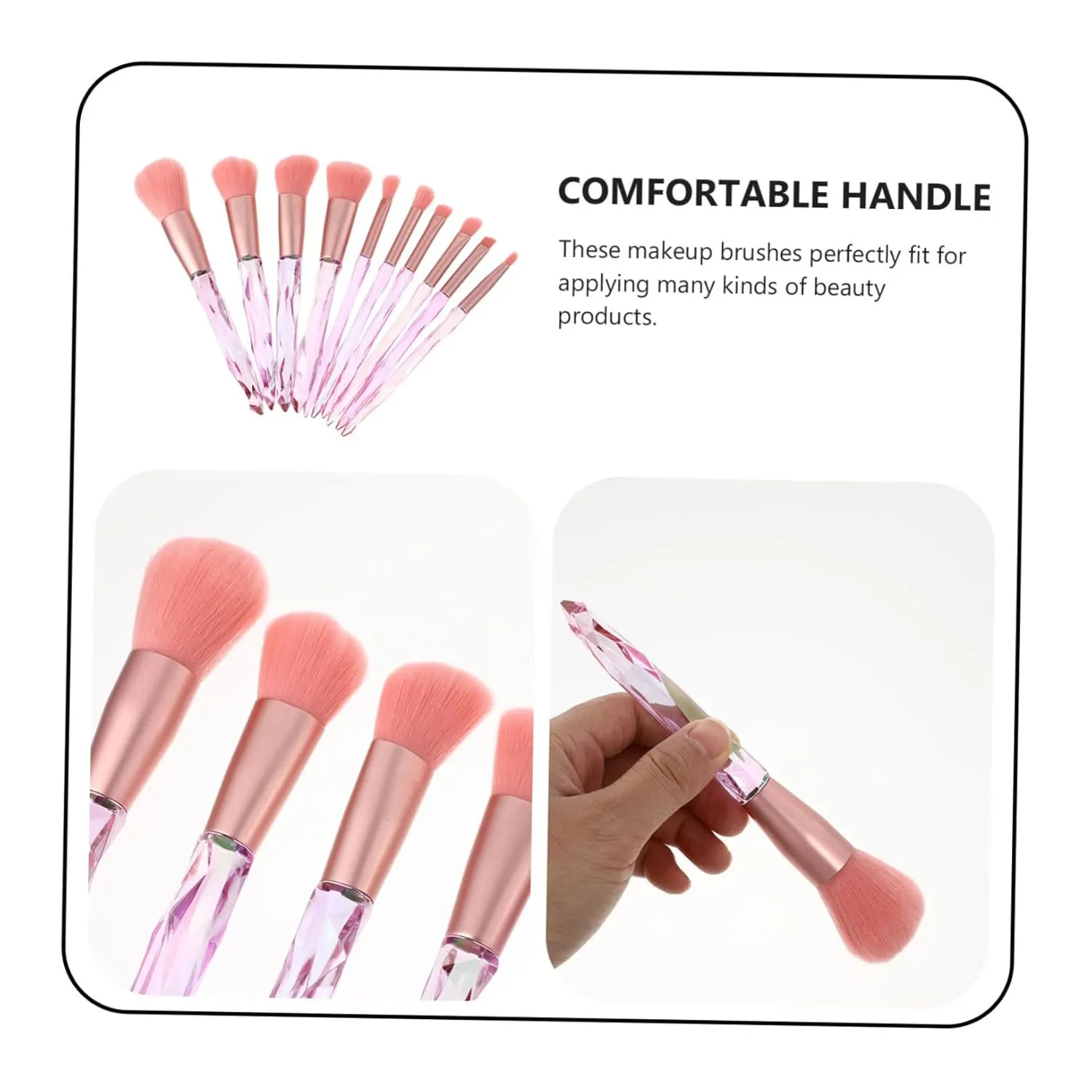 Professional Makeup Brush Set 10-piece Crystal Handle Set Face Powder Eye Shadow Foundation Brushes Soft Smooth Densely Packed for Cosmetics Applications