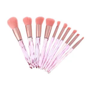 Professional Makeup Brush Set 10-piece Crystal Handle Set Face Powder Eye Shadow Foundation Brushes Soft Smooth Densely Packed for Cosmetics Applications