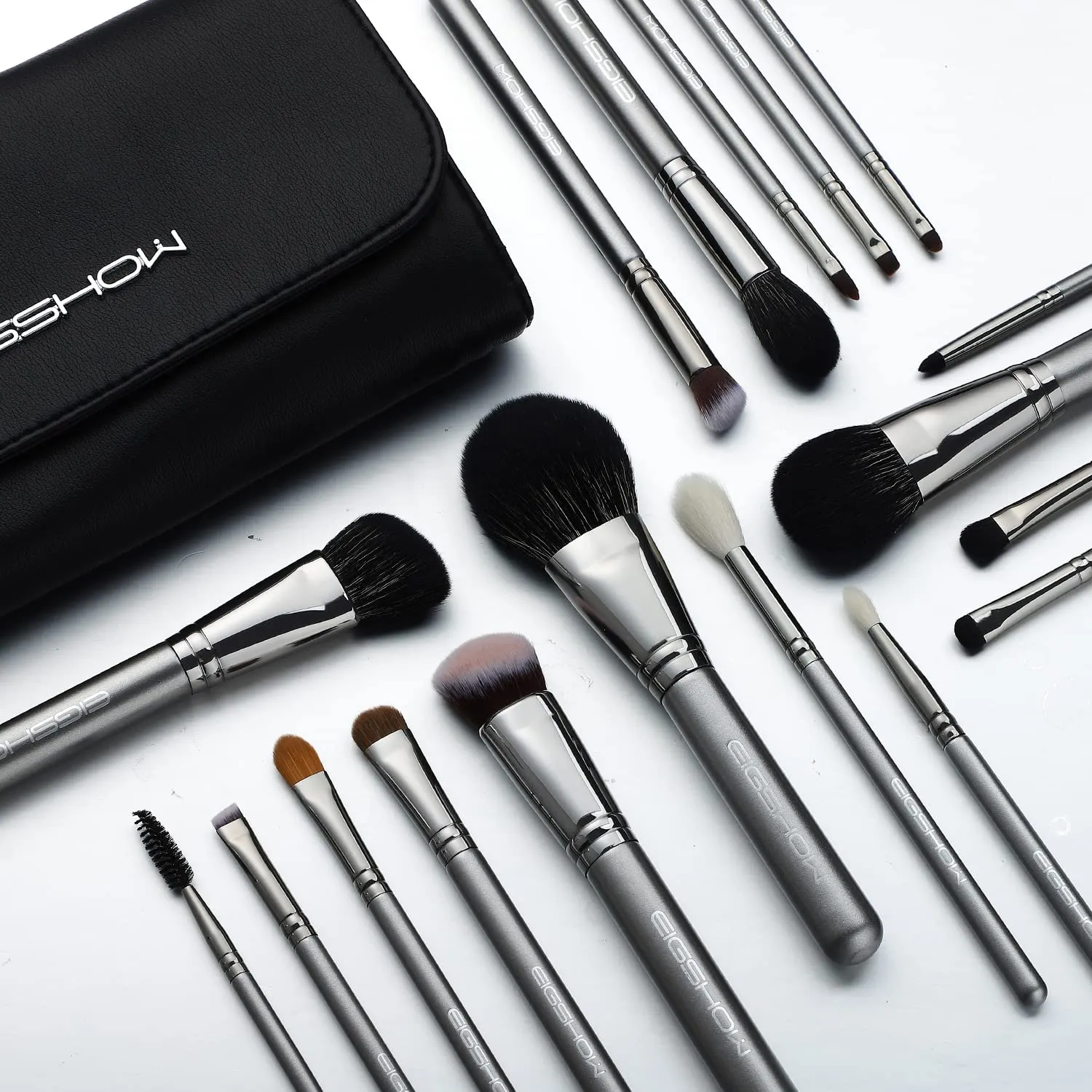 Professional Makeup Brush Set, EIGSHOW High End Makeup Brushes for Foundation Powder Blending Blush Bronzer Eyeliner Eyeshadow with Case (PRO 18pcs Grey)