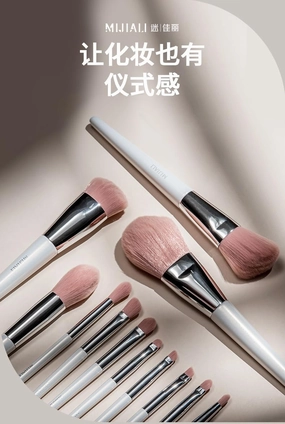 Professional Makeup Brush Set, 12 Piece Synthetic Fiber Brushes for Foundation, Powder, Eyeshadow, Blush, White and Silver