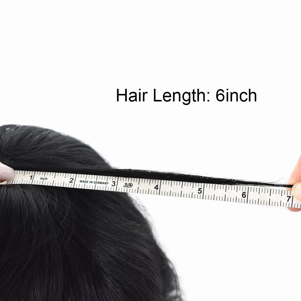 PU Skin Toupee for Men European Human Hair Pieces for Men Hair Replacement System 10x8 Inch 0.06MM Ultra Thin Skin V-Looped Mens Toupee Hair Units (100% Light To Medium Density, 1# Jet Black)