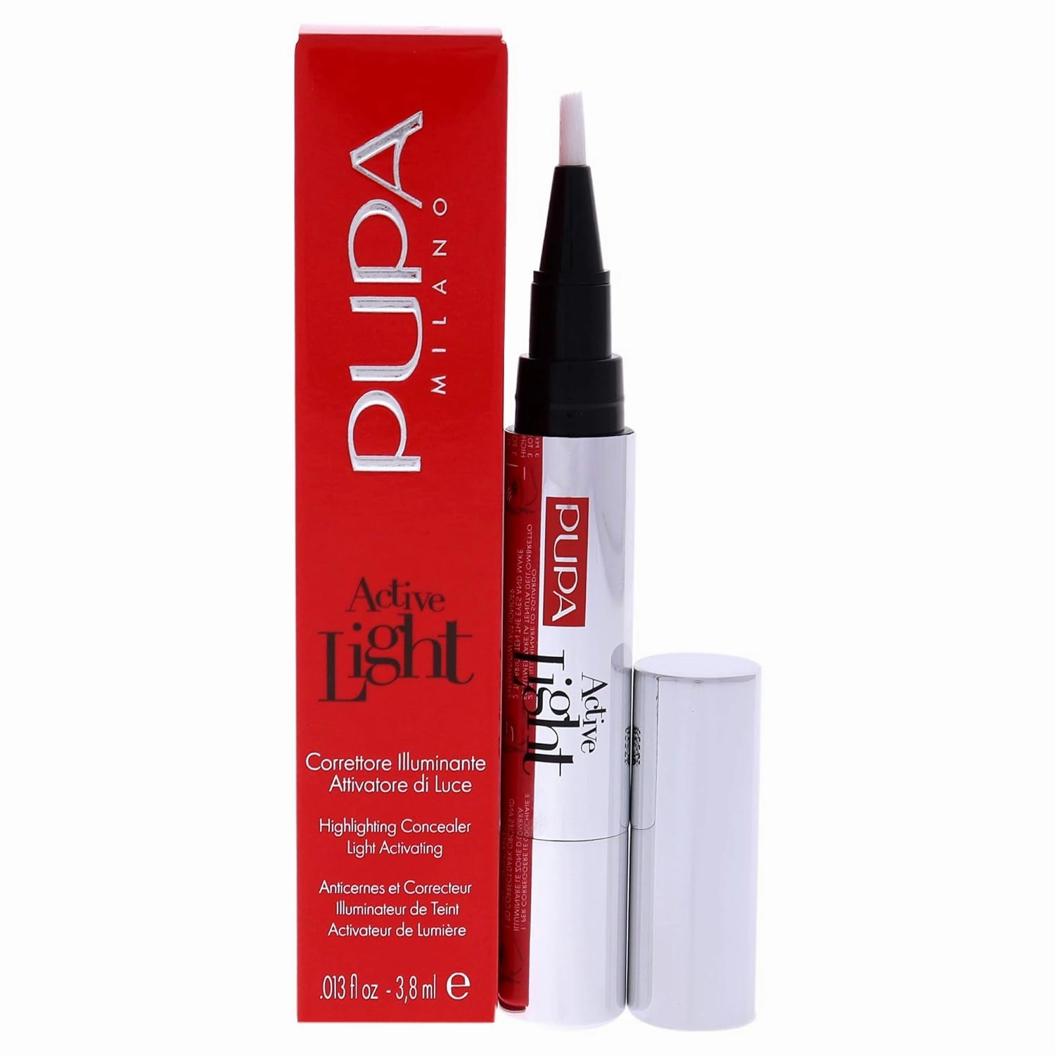 PUPA Milano Active Light Highlighting Concealer - Minimizes Signs Of Fatigue - Gives The Complexion A Fresh And Radiant Appearance - Ideal For All Skin Types - 004 Luminous Peach - 0.013 Oz