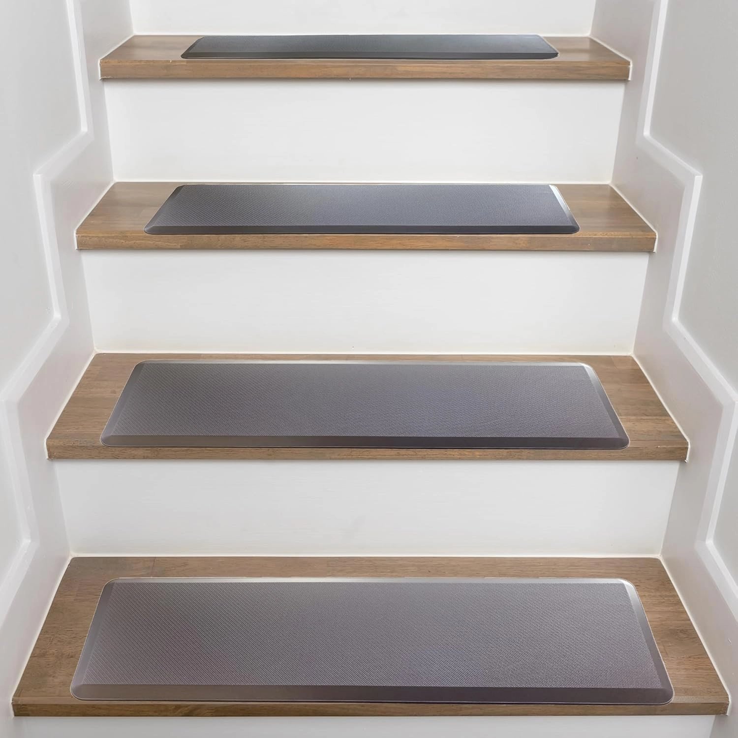 PURE ERA Non-Slip Stair Treads, Washable Stair Mat, 8" x 30" Staircase Step Treads Foam Stair Pads, Tape Free Durable Stair Treads for Wooden Steps, Easy to Clean (12Pieces, Brown)