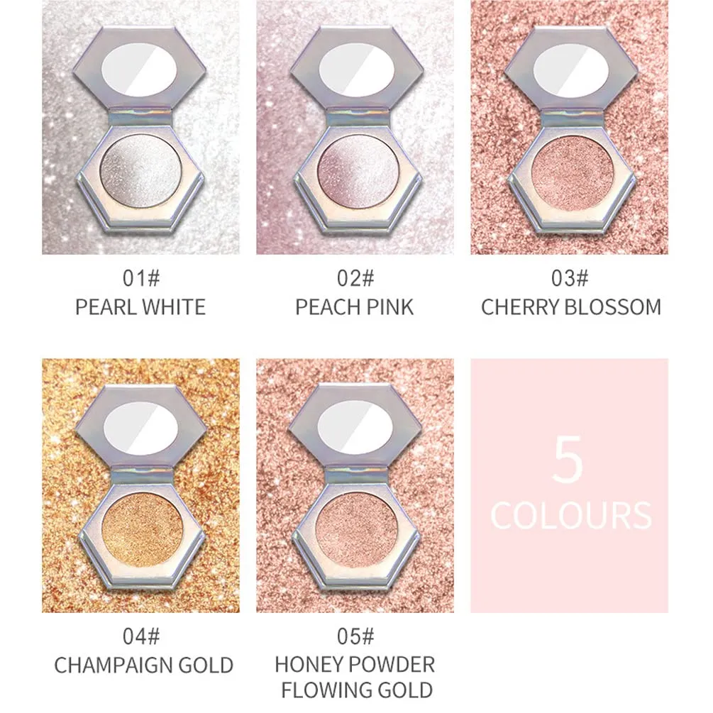 QiBest Highlighting Pressed Powder Diamond Pearl Sparkle Mashed Potatoes Brightening, Contouring, Toning, Fashion Cosmetics Professional Foundation (E)