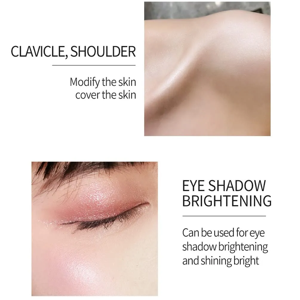 QiBest Highlighting Pressed Powder Diamond Pearl Sparkle Mashed Potatoes Brightening, Contouring, Toning, Fashion Cosmetics Professional Foundation (E)