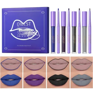 QiBest non-stick cup non-fading lip glaze modification lip multi-color lip gloss liner set color development lasting non-smudge makeup gift liquid durable high-efficiency high-gloss non-sticky (A)