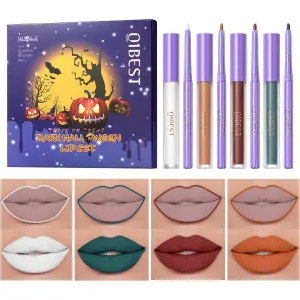 QiBest non-stick cup non-fading lip glaze modification lip multi-color lip gloss liner set color development lasting non-smudge makeup gift liquid durable high-efficiency high-gloss non-sticky (B)