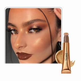 QIBEST multifunctional makeup powder blusher pen highlights naturally brightens facial contour Pearl liquid can be mixed with matte durable waterproof women's professional palette (A)