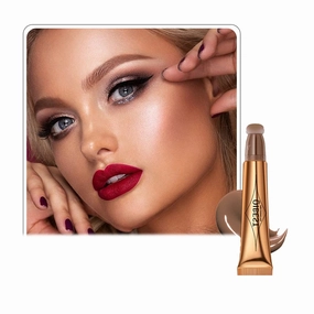 QIBEST multifunctional makeup powder blusher pen highlights naturally brightens facial contour Pearl liquid can be mixed with matte durable waterproof women's professional palette (D)