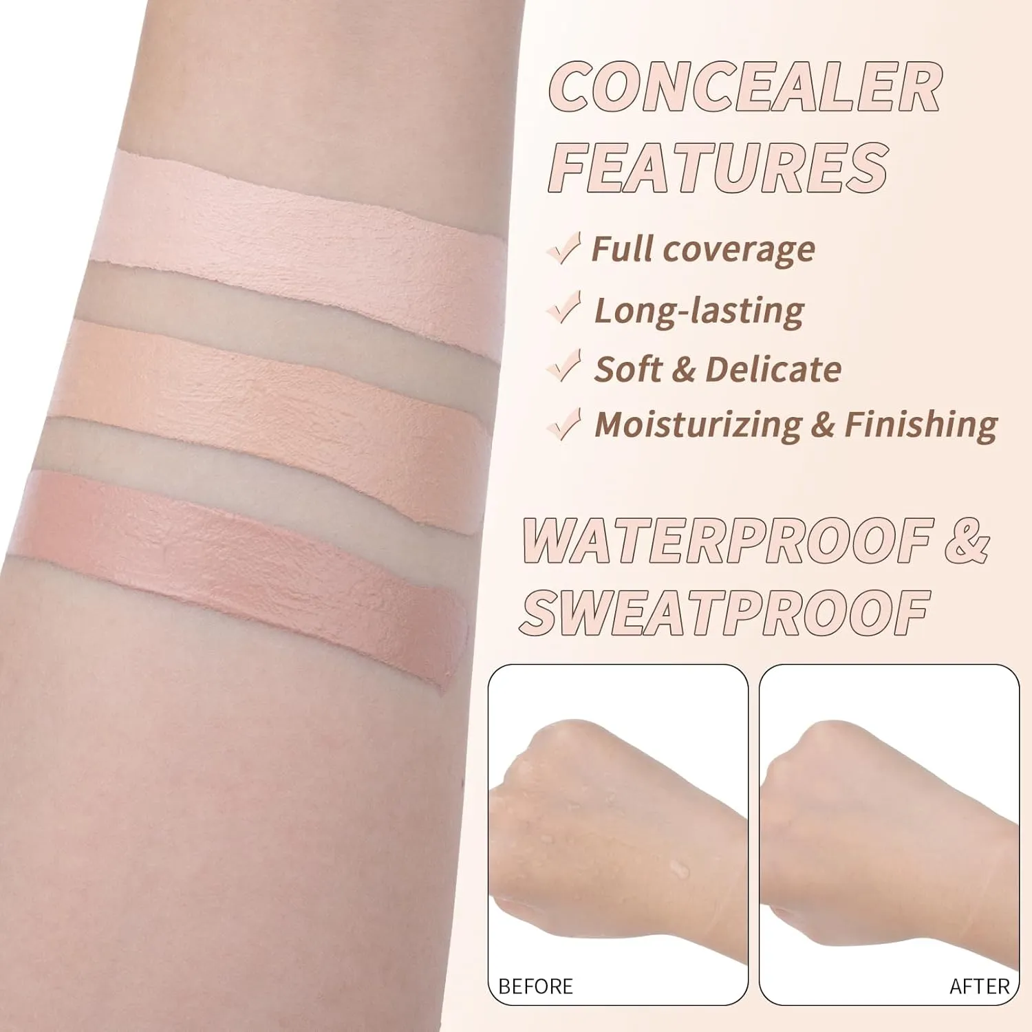 QIC Full Coverage Concealer Cream,Undereye Corrector Conceal for All Skin Tones, Hides Scars,Dark Spots,Waterproof Long-Lasting Hydrating Concealer for Women (151, 1.41 Fl Oz)