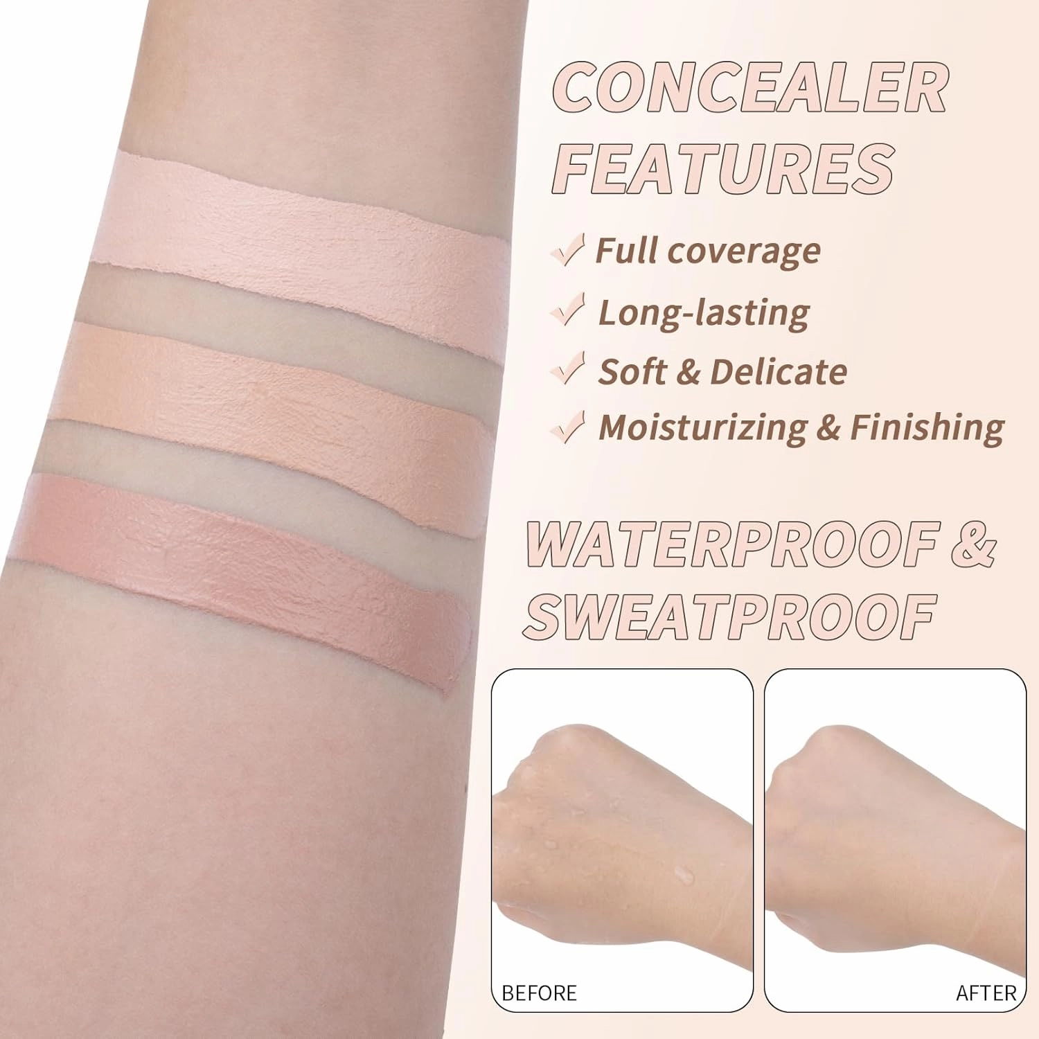 QIC Full Coverage Concealer Cream,Undereye Corrector Conceal for All Skin Tones, Hides Scars,Dark Spots,Waterproof Long-Lasting Hydrating Concealer for Women (140, 1.41 Fl Oz)