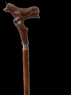 Rare Craved Cane Antique Brown Dog Head Designer Premium Wooden Carved Walking Cane With Ergonomic Palm Grip Handle, Carved Beautiful Cane Wooden Walking stick Cane For Men, Women, Elderly People