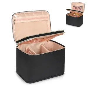 Relavel Foldable Makeup Bag, Large Travel Makeup Bag with Compartments, Portable Cosmetic Bag Organizer for Women, Roomy Make Up Bag with Dividers for Toiletries Cosmetics