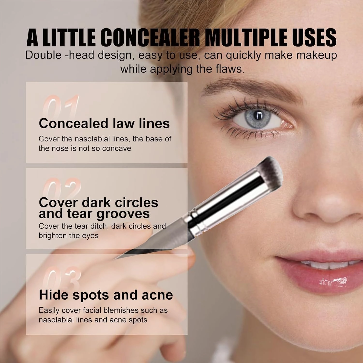 Remainderh Eyes Under Eye Brightener,Conceal & Brighten Dark Circles,Waterproof Under Eyes CC Concealer, Long-Lasting Moisturizing (2B)