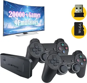 Retro Game Console Stick,20,000  Nostalgia Gaming Stick, 9 Emulators, 4K HD HDMI TV Game Stick, Includes 2 Wireless 2.4GHz Controllers,Plug & Play Video Games for TV(64GB)A escolha: 3