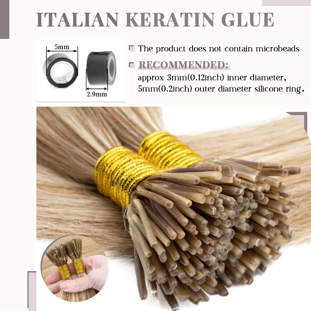 Rich Choices I Tip Hair Extensions Human Hair,100 Strands 0.5g/Strands,100% Real Remy Human Hair Extension Pre Bonded Keratin Stick In 20 Inch #12P613 Golden Brown Highlight Bleach Blonde