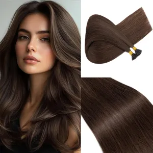 Rich Choices I Tip Hair Extensions Human Hair,100 Strands 0.5g/Strands,100% Real Remy Human Hair Extension Pre Bonded Keratin Stick In Hair Extensions Hair Piece For Women 16 Inch #4 Medium Brown