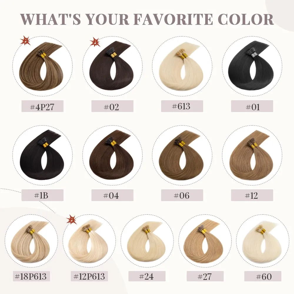 Rich Choices I Tip Hair Extensions Human Hair,100 Strands 0.5g/Strands,100% Real Remy Human Hair Extension Pre Bonded Keratin Stick In Hair Extensions Hair Piece For Women 16 Inch #4 Medium Brown
