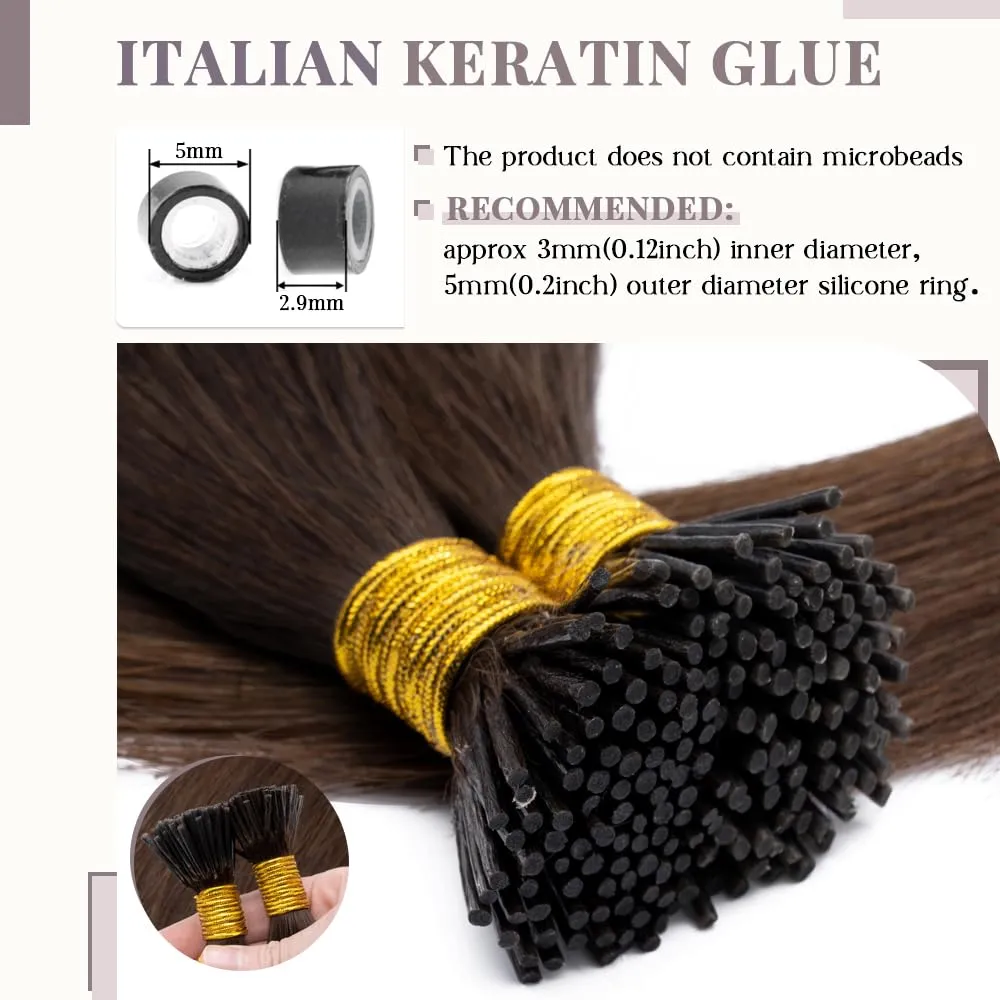 Rich Choices I Tip Hair Extensions Human Hair,100 Strands 0.5g/Strands,100% Real Remy Human Hair Extension Pre Bonded Keratin Stick In Hair Extensions Hair Piece For Women 16 Inch #4 Medium Brown