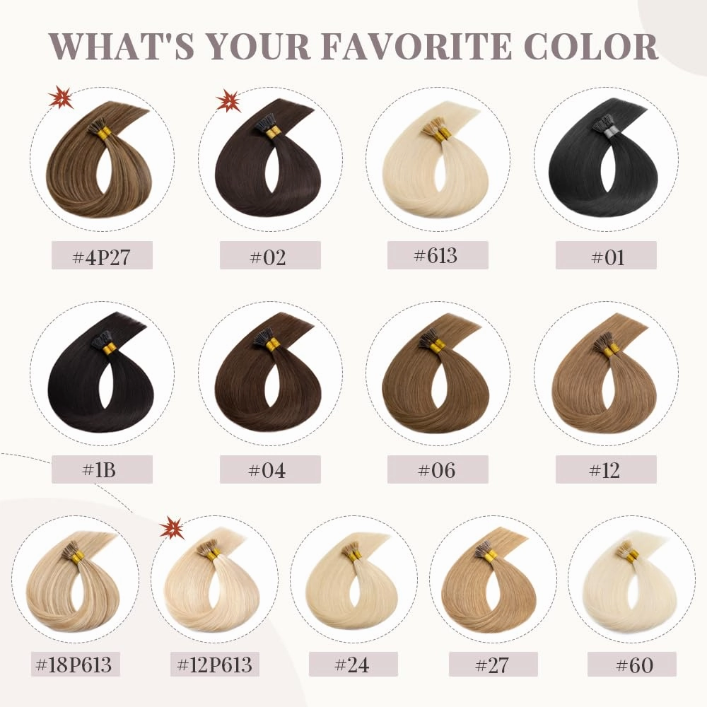 Rich Choices I Tip Hair Extensions Human Hair,100 Strands 0.5g/Strands,100% Real Remy Human Hair Extension Pre Bonded Keratin Stick In Hair Extensions Hair Piece For Women 20 Inch #2 Dark Brown