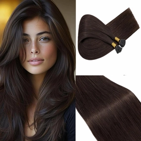 Rich Choices I Tip Hair Extensions Human Hair,100 Strands 0.5g/Strands,100% Real Remy Human Hair Extension Pre Bonded Keratin Stick In Hair Extensions Hair Piece For Women 20 Inch #2 Dark Brown