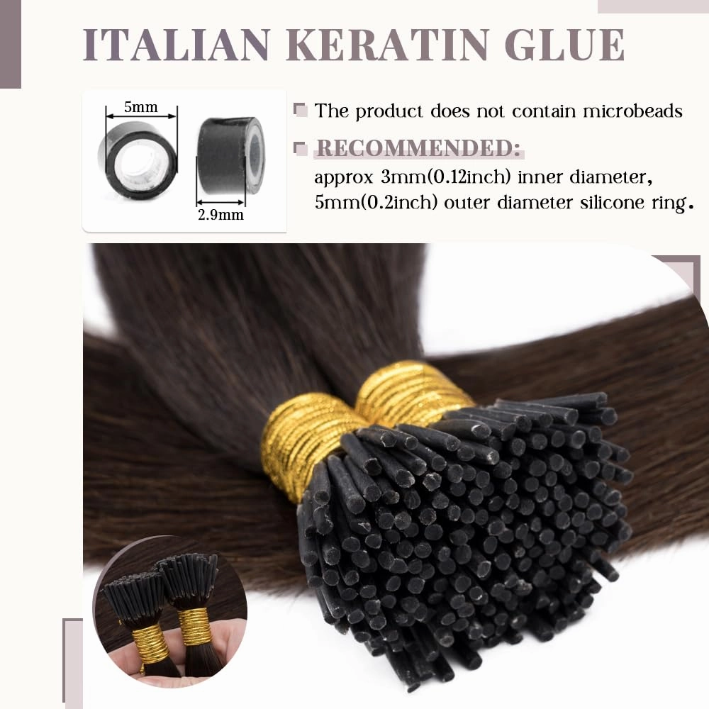 Rich Choices I Tip Hair Extensions Human Hair,100 Strands 0.5g/Strands,100% Real Remy Human Hair Extension Pre Bonded Keratin Stick In Hair Extensions Hair Piece For Women 20 Inch #2 Dark Brown