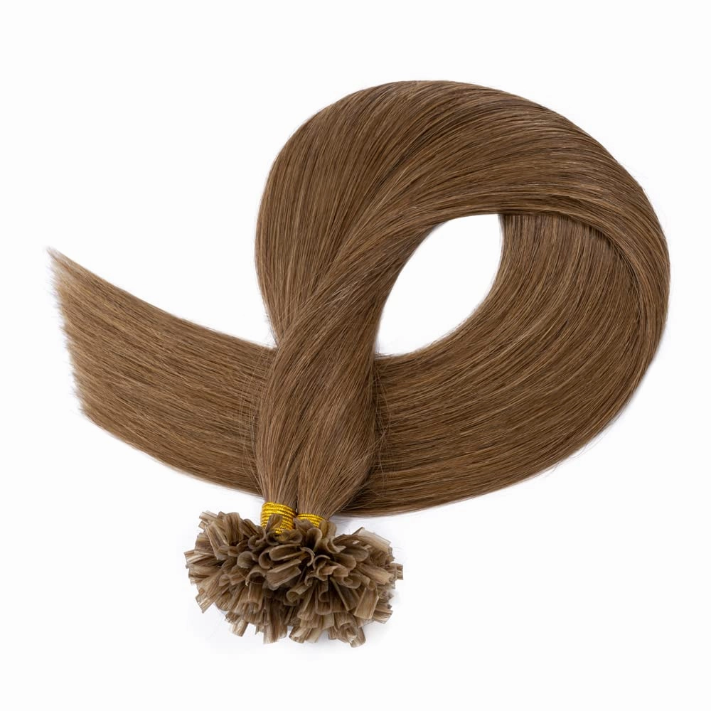 Rich Choices U Tip Hair Extensions Human Hair, 100 Strands 0.5g/Strand K Tip Real Remy, 16 Inch #6 Light Brown