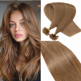 Rich Choices U Tip Hair Extensions Human Hair, 100 Strands 0.5g/Strand K Tip Real Remy, 22 Inch #12 Golden Brown