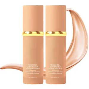 Rise Luxus Protector Solar, Rise Luxus Ultrablend 4 in 1 Foundation Color Changing Foundation, Medium Spectrum with Spf 50 , Concealer, Sun Protection, Hydrating, Longwearing & Waterproof (2PCS)
