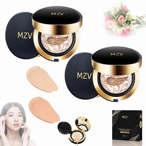 RJDJ Mzv Air Cushion Bb Cream Waterproof Foundation, Mzv Water Bead Tricolor Latte Concealer Cushion Bb Cream, Long-Lasting Moisturizing Concealer, Natural Makeup Concealer for Women (21# 23#)
