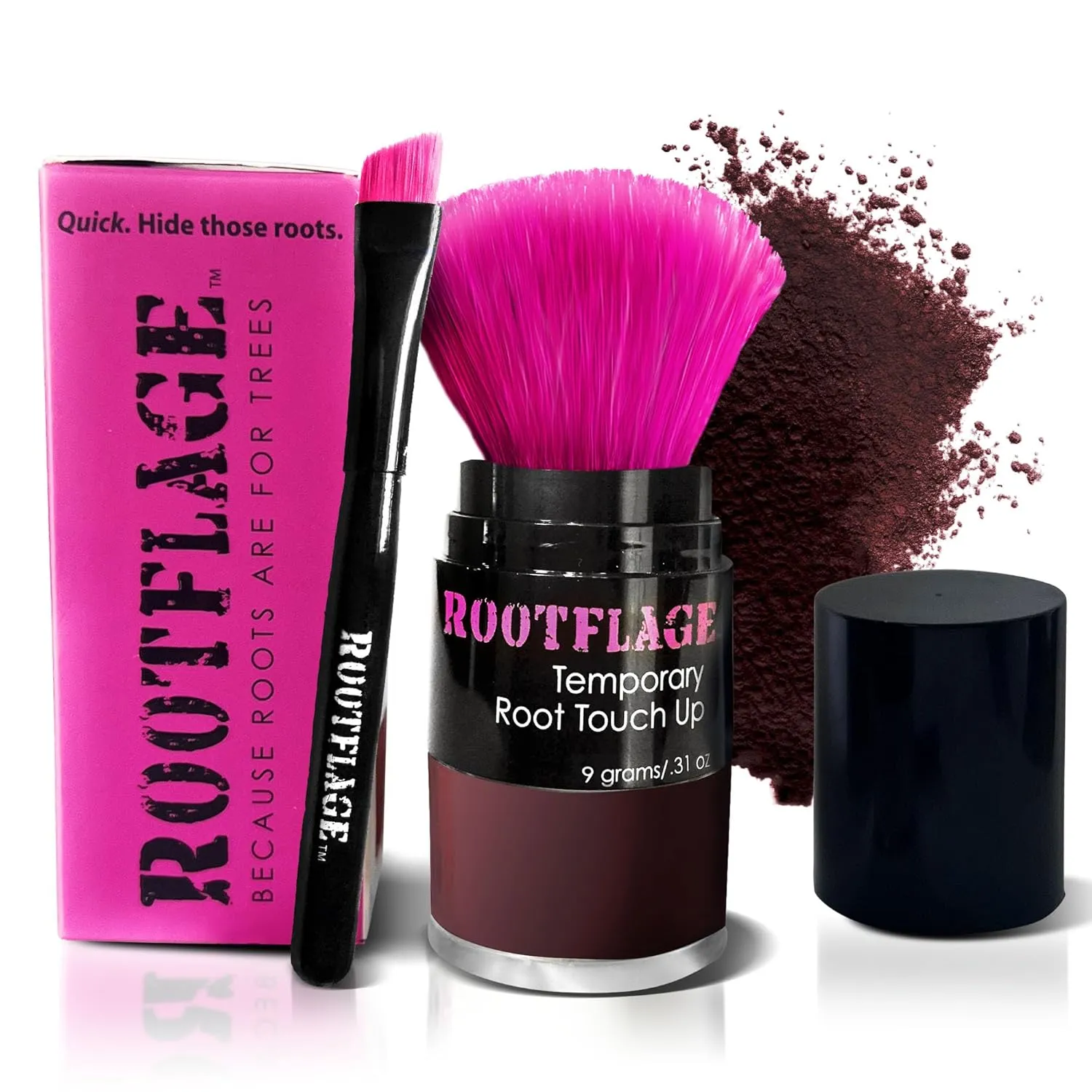 Root Touch Up Hair Powder - Temporary Hair Color, Root Concealer, Thinning Hair Powder, Hair Filler and Concealer and Applicator with Detail Brush Included (Merlot)