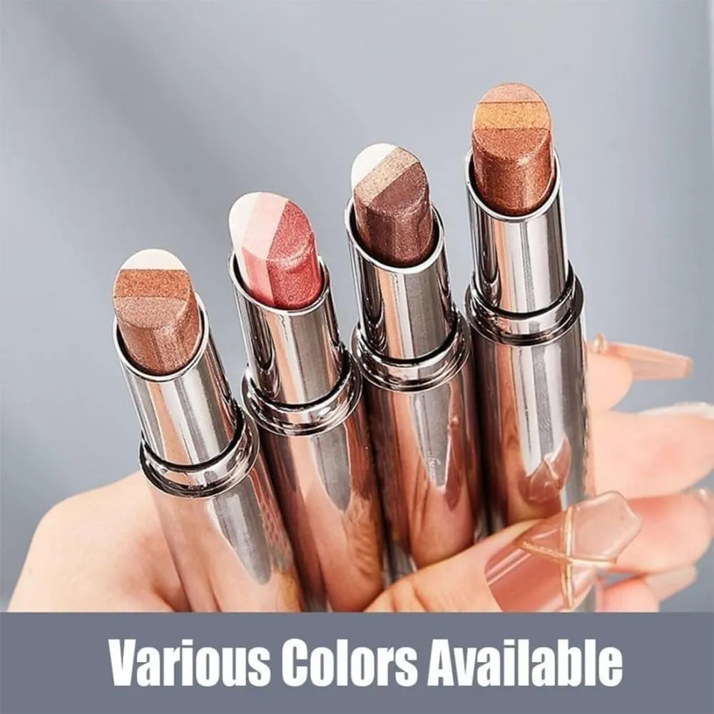 Roseionly Waterproof Gradient Shimmer Eye-Shadow Stick, Three-Color Glitter Gradient Eyeshadow Stick, Waterproof & Long-Lasting Eye Shadow Pencil(Brown)