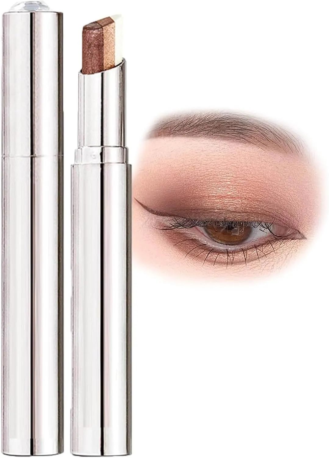 Roseionly Waterproof Gradient Shimmer Eye-Shadow Stick, Three-Color Glitter Gradient Eyeshadow Stick, Waterproof & Long-Lasting Eye Shadow Pencil(Brown)