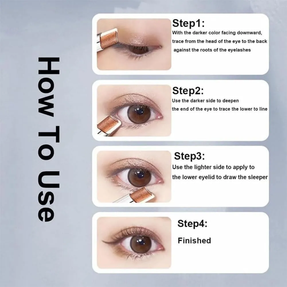 Roseionly Waterproof Gradient Shimmer Eye-Shadow Stick, Three-Color Glitter Gradient Eyeshadow Stick, Waterproof & Long-Lasting Eye Shadow Pencil(Brown)