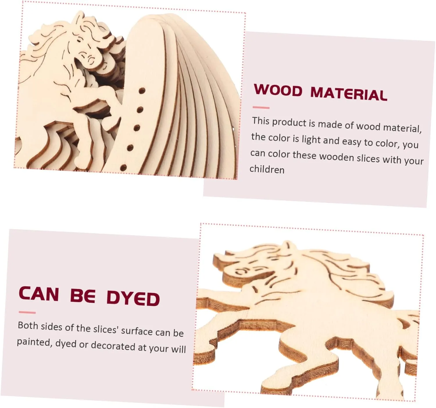 Rustic Horseshoe Shape Unpainted Wood Chips 48pcs DIY Home Decors Timber Wood Slices Creative Horse Outdoor Dec