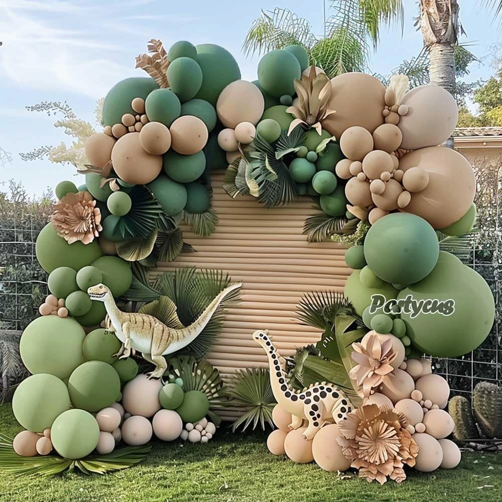 Sage Green Brown Balloon Arch Kit Double Stuffed Olive Dusty Green Tan White Sand Apricot Latex Balloon Garland for Neutral Baby Shower Birthday Safari Dinosaur Summer Party Decoration