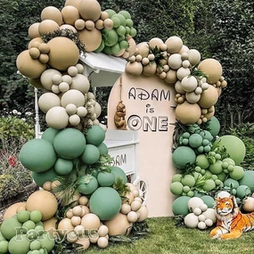 Sage Green Brown Balloon Arch Kit Double Stuffed Olive Dusty Green Tan White Sand Apricot Latex Balloon Garland for Neutral Baby Shower Birthday Safari Dinosaur Summer Party Decoration