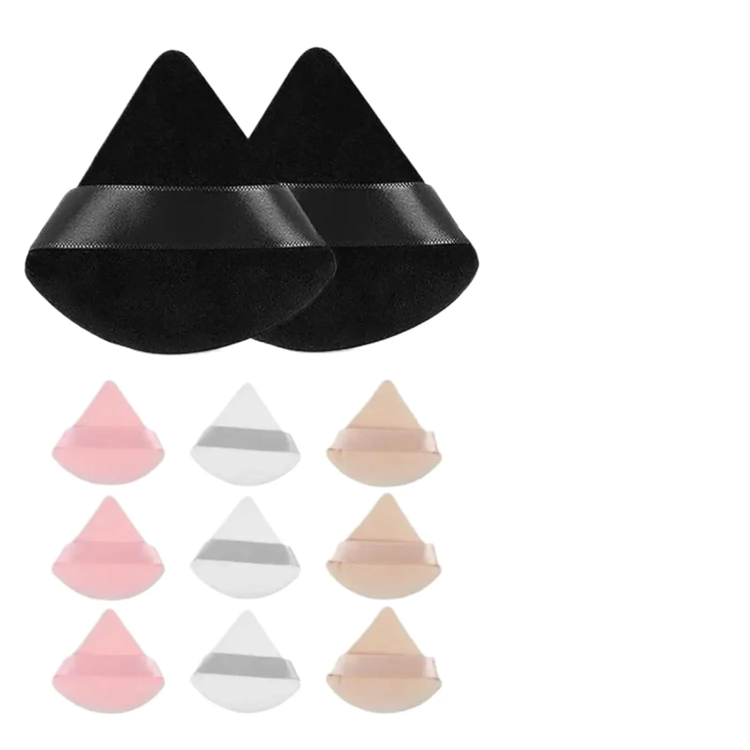 SBTRKT 10Pcs Triangle Powder Puff Mini Face Makeup Sponge Cosmetics Soft Cotton Face Powder Puff Washable Velvet Makeup Puff Tools (Color : Purple)