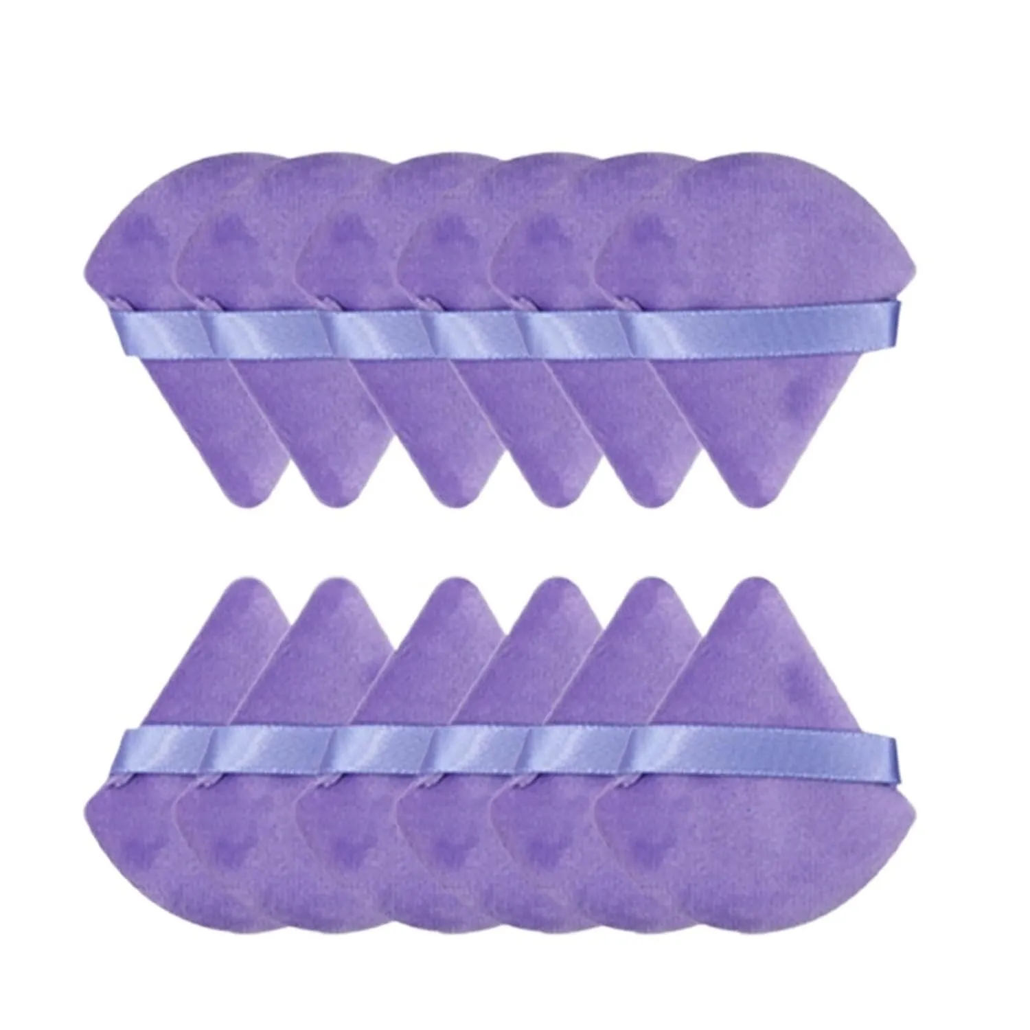 SBTRKT 10Pcs Triangle Powder Puff Mini Face Makeup Sponge Cosmetics Soft Cotton Face Powder Puff Washable Velvet Makeup Puff Tools (Color : Purple)