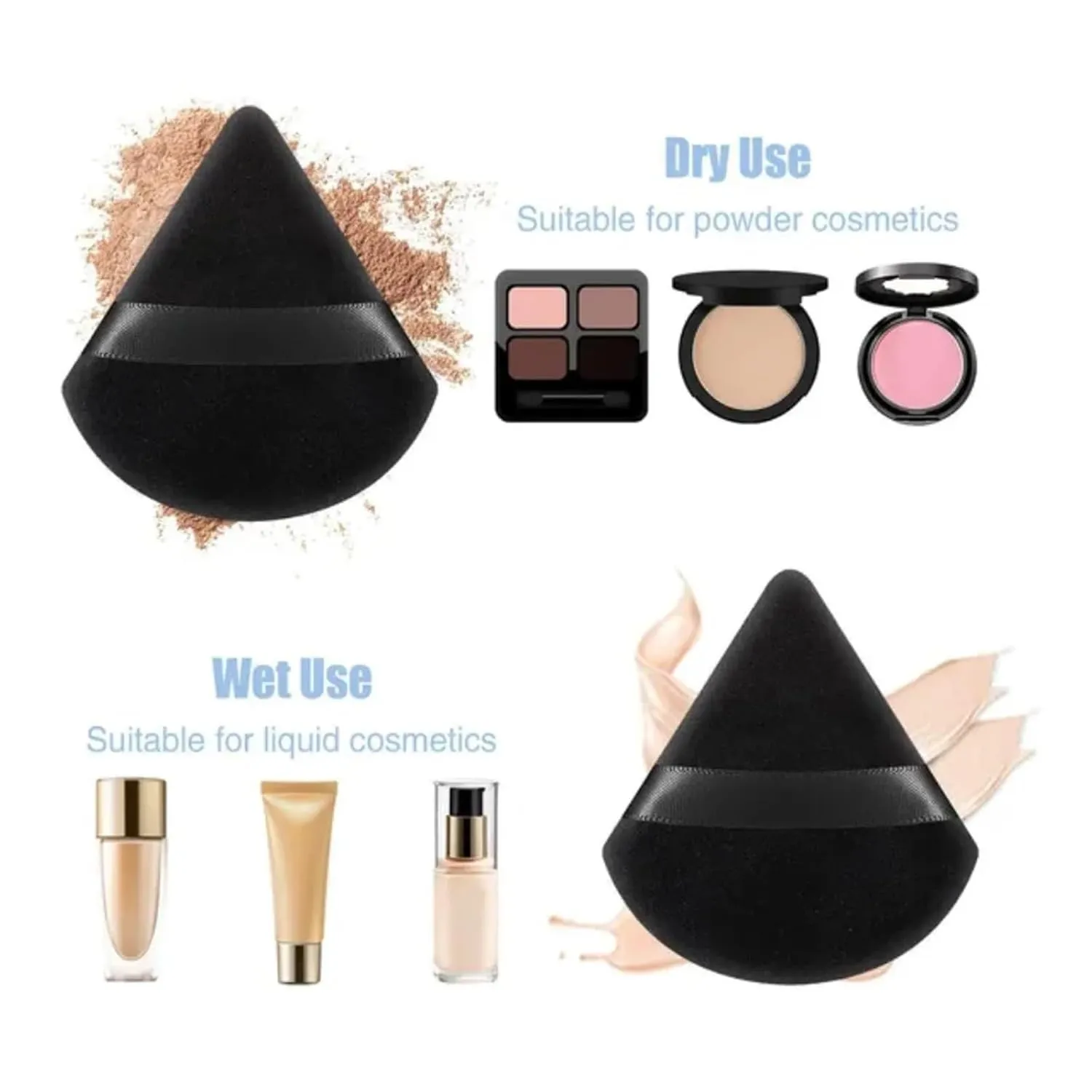 SBTRKT 10Pcs Triangle Powder Puff Mini Face Makeup Sponge Cosmetics Soft Cotton Face Powder Puff Washable Velvet Makeup Puff Tools (Color : Purple)