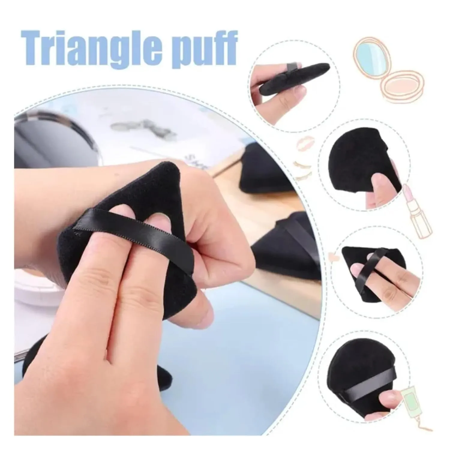 SBTRKT 10Pcs Triangle Powder Puff Mini Face Makeup Sponge Cosmetics Soft Cotton Face Powder Puff Washable Velvet Makeup Puff Tools (Color : Purple)