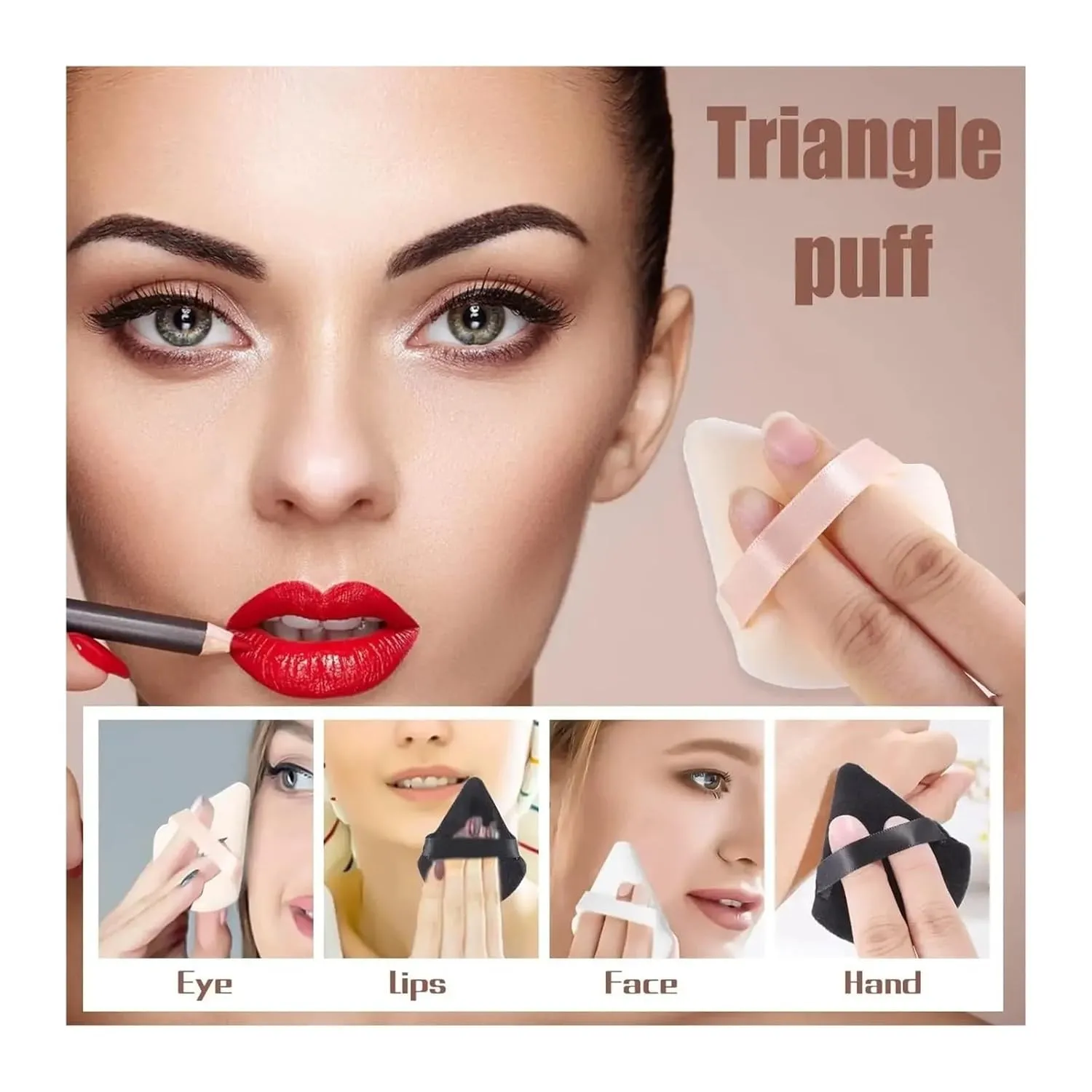 SBTRKT 1/3/6Pcs Triangle Velvet Powder Puff Make Up Sponges For Face Eyes Contouring Shadow Seal Cosmetic Foundation Makeup Tool (Color : White-6pcs)