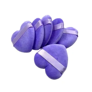 SBTRKT 6pcs Reusable Love Heart Shape Velvet Powder Puff Face Makeup Sponge Cosmetics Soft Cotton Face Washable Sponge Puff (Color : PURPLE)