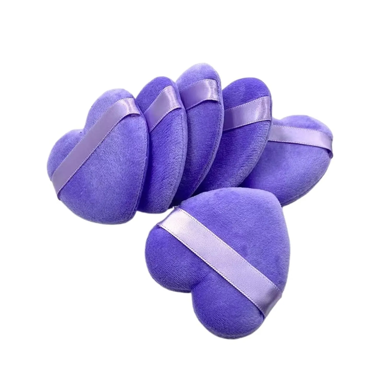 SBTRKT 6pcs Reusable Love Heart Shape Velvet Powder Puff Face Makeup Sponge Cosmetics Soft Cotton Face Washable Sponge Puff (Color : PURPLE)