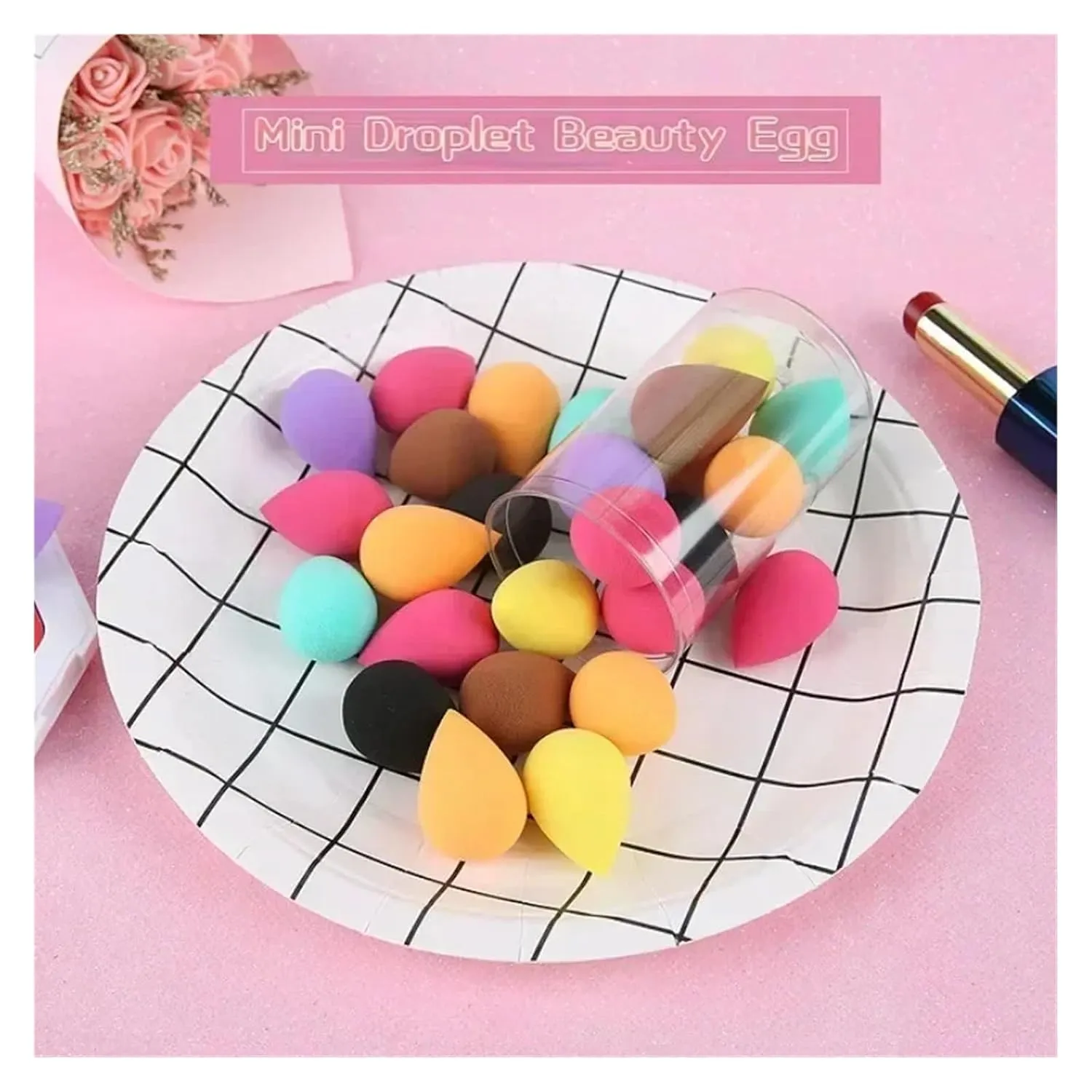 SBTRKT 7/8Pcs Mini Makeup Sponge Face Beauty Cosmetic Powder Puff For Foundation Cream Concealer Make Up Blender Tool With Storage Box (Color : Purple-8PCS)