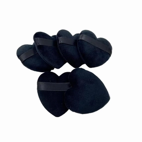 SBTRKT 6pcs Reusable Love Heart Shape Velvet Powder Puff Face Makeup Sponge Cosmetics Soft Cotton Face Washable Sponge Puff (Color : Black)